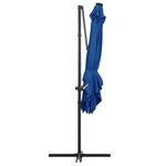 vidaXL Parasol déporté avec LED et mât en acier 250x250 cm Bleu azuré