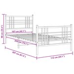 vidaXL Cadre de lit métal avec tête de lit/pied de lit blanc 107x203cm