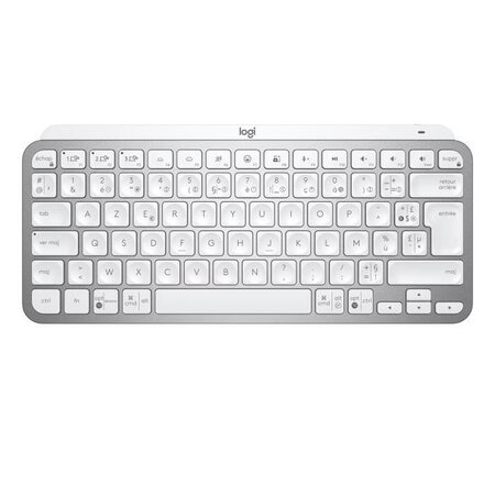 Clavier sans fil logitech - mx keys mini - gris pale - compact  bluetooth  rétroéclairé pour mac  ios  windows  linux  android