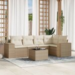 vidaXL Salon de jardin avec coussins 6 Pièces beige résine tressée