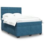 vidaXL Sommier à lattes de lit et matelas bleu 140x200 cm velours