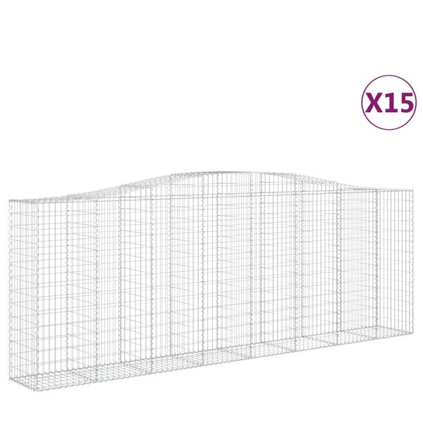 vidaXL Paniers à gabions arqués 15 Pièces 400x50x140/160 cm Fer galvanisé