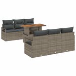 vidaXL Ensemble de canapé de jardin 7 Pièces Gris Poly rotin