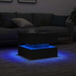 vidaXL Table basse avec lumières LED chêne noir 50x50x40 cm