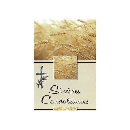 Carte de voeux - condoléances - sincères condoléances - epis de blé