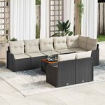 vidaXL Ensemble de canapé de jardin 9 Pièces Noir et blanc