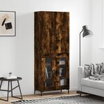vidaXL Buffet haut Chêne fumé 69 5x34x180 cm Bois d'ingénierie