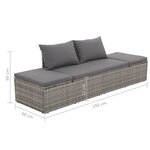 vidaXL Lit de jardin Gris 195x60 cm Résine tressée