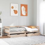 vidaXL Lit de jour avec tiroirs sans matelas 90x200 cm bois massif