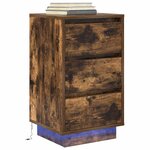 vidaXL Table de chevet avec lumières LED chêne fumé 38x34x65 cm