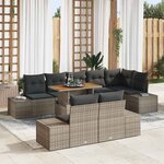 vidaXL Ensemble de canapé de jardin 9 Pièces Gris Poly rotin