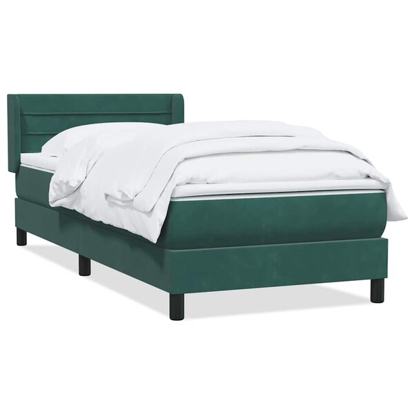 vidaXL Sommier à lattes de lit et matelas vert foncé 90x210 cm velours