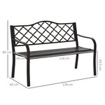 Banc 3 places de jardin terrasse style rural chic 128L x 60l x 89H cm métal époxy anticorrosion fonte brun