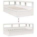 vidaXL Lit bibliothèque sans matelas blanc 90x200cm bois de pin massif