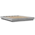 vidaXL Cadre de lit et lumières LED sans matelas sonoma gris 160x200cm