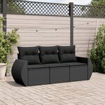 vidaXL Salon de jardin 3 Pièces avec coussins noir résine tressée