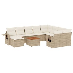vidaXL Salon de jardin 11 Pièces avec coussins beige résine tressée
