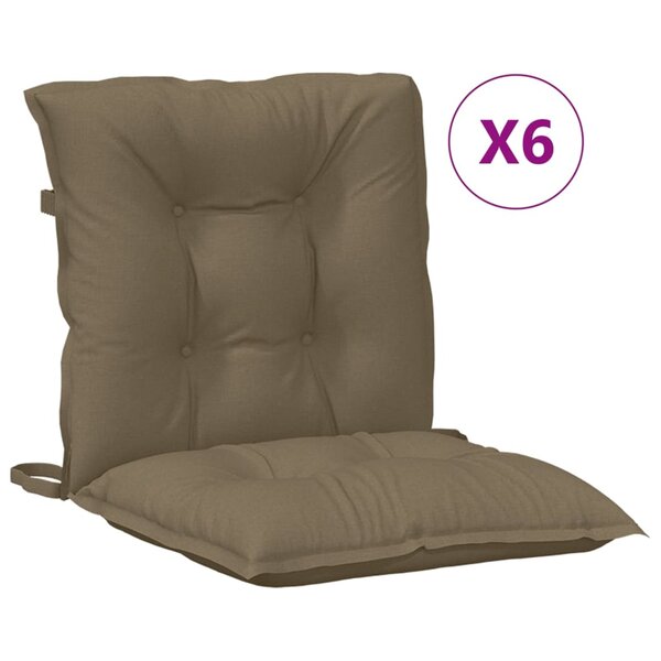vidaXL Coussins de chaise à dossier bas lot de 6 taupe mélangé tissu