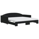 vidaXL Lit de jour avec lit gigogne et matelas noir 100x200 cm velours