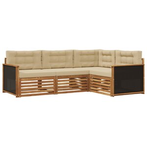 vidaXL Ensemble de canapés d'extérieur 4 Pièces Naturel et Beige