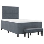 vidaXL Lit à ressorts avec matelas et banc gris foncé 120x200 cm en velours