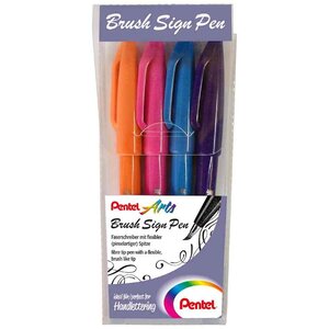 Etui de 4 stylos feutre brush sign pen pentel arts
