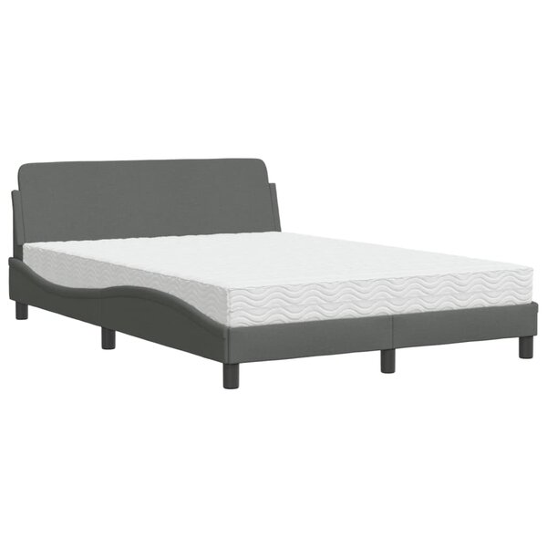 vidaXL Lit avec matelas Dover gris foncé 140x200 cm tissu