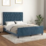 vidaXL Cadre de lit avec tête de lit Bleu foncé 140x200 cm Velours