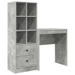 vidaXL Bureau avec rangement 2 Pièces Gris béton 70 x 40 x 76 cm