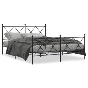vidaXL Cadre de lit métal sans matelas avec pied de lit noir 150x200cm