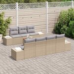 vidaXL Ensemble de canapé de jardin 8 Pièces Beige Poly rotin