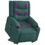 vidaXL Fauteuil inclinable de massage électrique Vert foncé Tissu