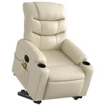 vidaXL Fauteuil inclinable de massage électrique crème similicuir