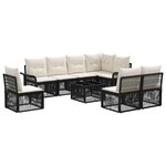 vidaXL Ensemble de canapé de jardin 9 pc Noir polyrotin