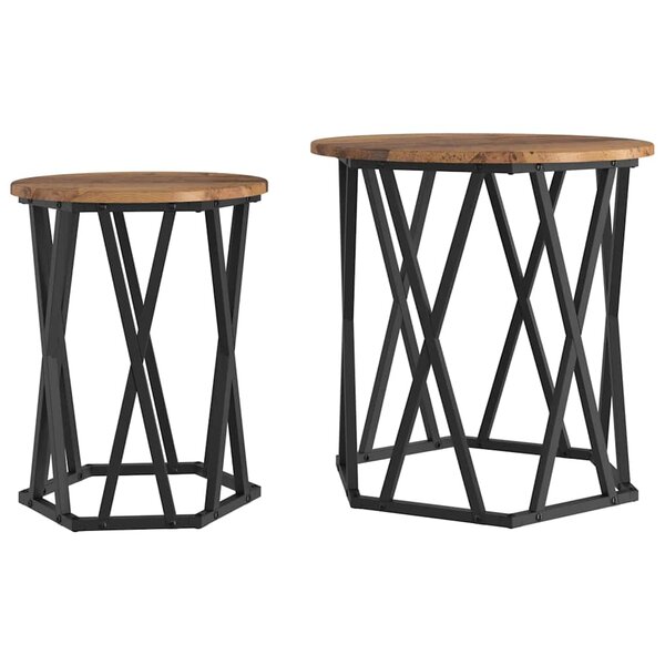 vidaXL Table basse 2 Pièces Bois Ancien Bois d'ingénierie et acier