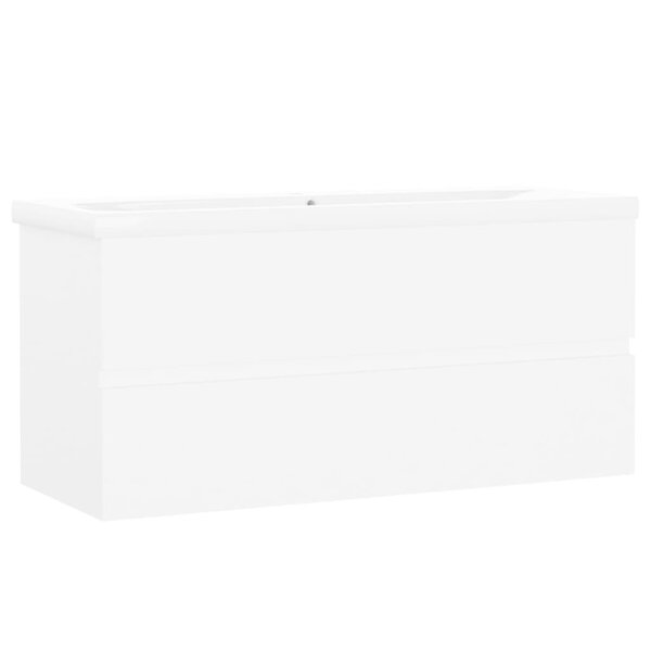 vidaXL Armoire d'évier avec lavabo intégré Blanc Aggloméré
