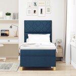 vidaXL Lit à ressorts avec matelas bleu 100x200 cm tissu