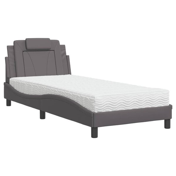 vidaXL Lit avec matelas gris 80x200 cm similicuir