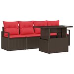 vidaXL Ensemble de canapé de jardin 5 Pièces Marron Poly rotin