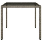 vidaXL Table de jardin 90x90x75 cm Verre trempé et résine tressée Gris