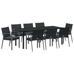 vidaXL Ensemble de salle à manger pour jardin 9 pc Noir et gris