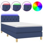 vidaXL Sommier à lattes de lit avec matelas et LED Bleu 80x200cm Tissu