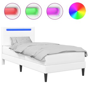 vidaXL Cadre de lit avec bandes LED Blanc 90 x 200 cm Simili cuir