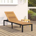 vidaXL Chaise longue Noir 200 x 55 x 35 cm Bois d'acacia massif
