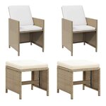 vidaXL Chaises de jardin avec tabourets lot de 2 Résine tressée Beige