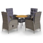 vidaXL Mobilier de bistro de jardin 5 Pièces Résine tressée Gris