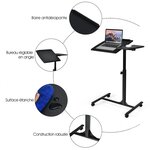 Table d’ordinateur pliable 71-93 cm hauteur réglable avec 4 roulettes tablette surface couleur noir 20_0005381