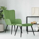vidaXL Chaise de relaxation avec tabouret Vert clair Velours