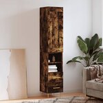 vidaXL Buffet haut Chêne fumé 34 5x34x180 cm Bois d'ingénierie
