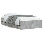 vidaXL Cadre de lit avec tiroirs sans matelas gris béton 100x200 cm